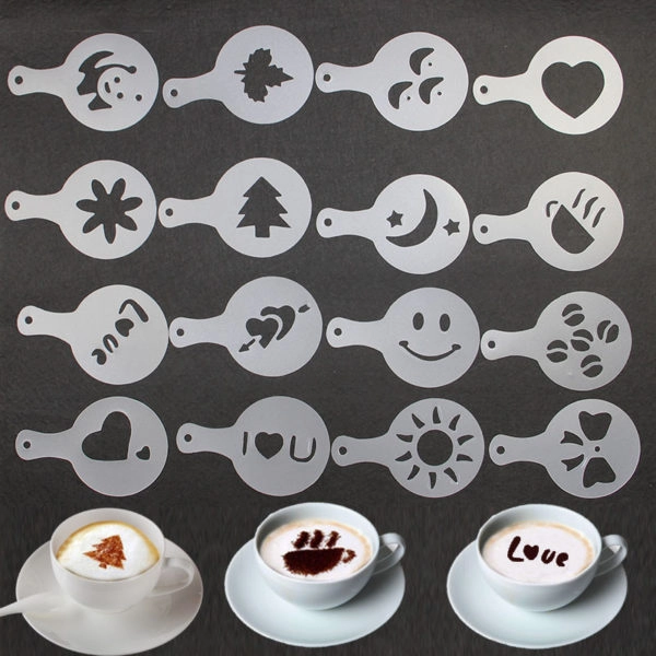 Latte Art: 16 Schablonen für Motive auf dem Kaffee-Milchschaum Latte Art: 16 Schablonen für Motive auf dem Kaffee-Milchschaum