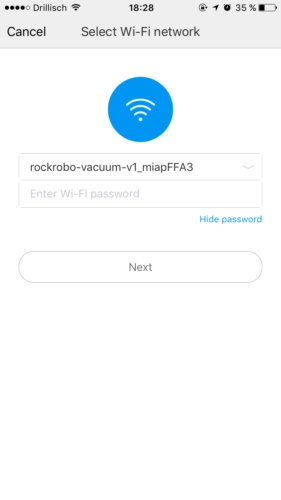 mi robot select wifi