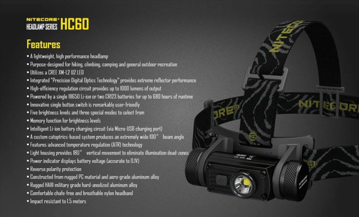 Nitecore HC60 Features