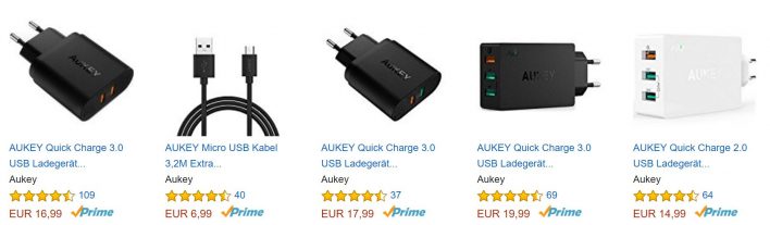 Aukey verkauft auf Amazon - mit Primeversand