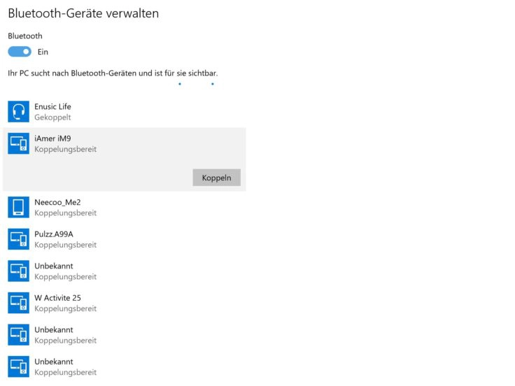Bluetooth-Verbindung mit dem iAmer iM9