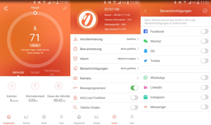 Mpow Fitness Tracker App Übersicht