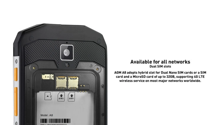 wasserdichtes AGM A8 Outdoor Smartphone Dual SIM