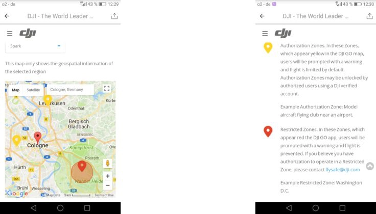 DJI Spark DJI GO 4 App GPS Flugverbotszonen