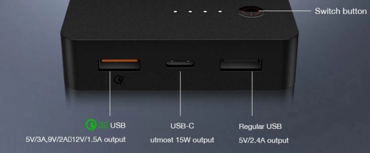 CHUWI M20 Powerbank Anschlüsse und Quickcharge