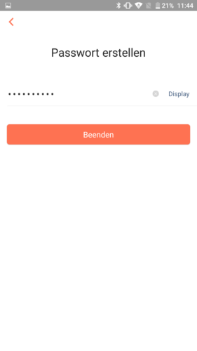 Haier XShuai Saugroboter App Passwort-Erstellung