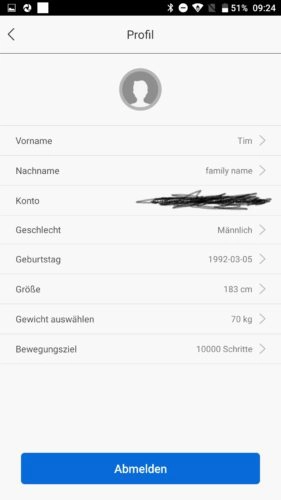 Lenovo HW01 Fitness Tracker App Profil