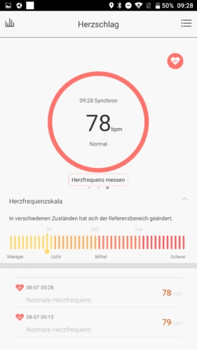 Lenovo HW01 Fitness Tracker App Herzfrequenzmesser