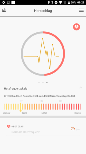 Lenovo HW01 Fitness Tracker App Herzfrequenz