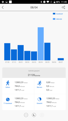 Lenovo HW01 Fitness Tracker App Schrittzähler Woche