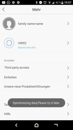 Lenovo HW02 Fitness Tracker App Einstellungen