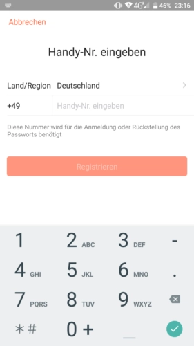 Haier XShuai T370 Saugroboter App Registrierung Handynummer