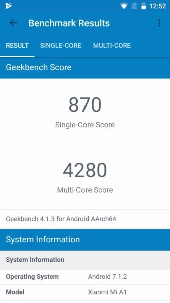 Xiaomi Mi A1 Geekbench