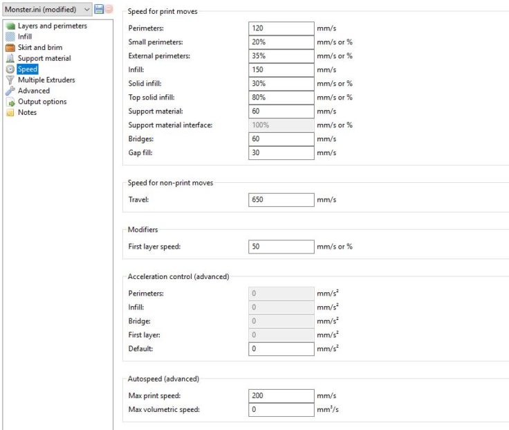 Speed Parameter in Slic3r