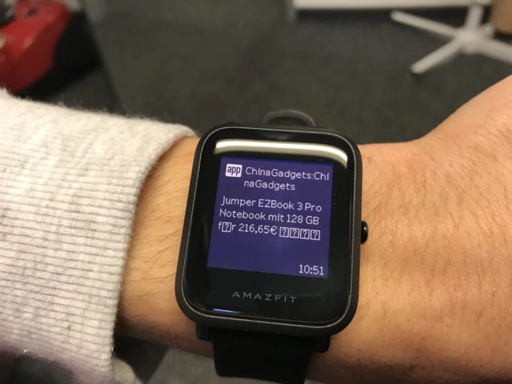 Huami Amazfit Bip Fehler Benachrichtigung