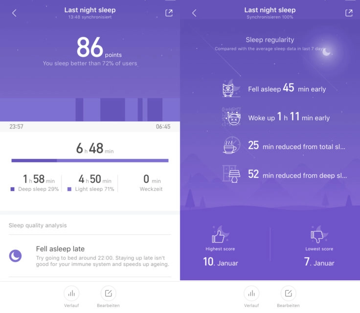 Mi Fit App Schlaf