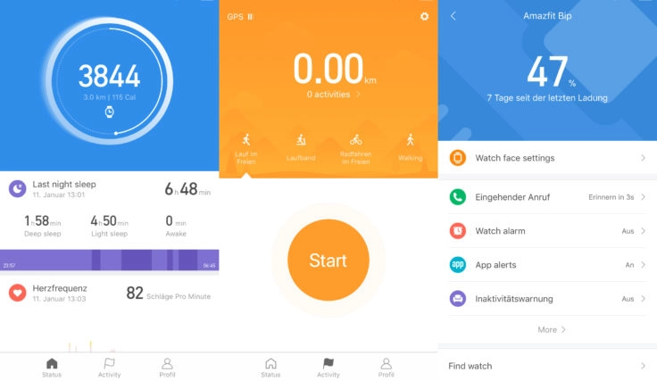 Xiaomi Mi Fit App Reiter