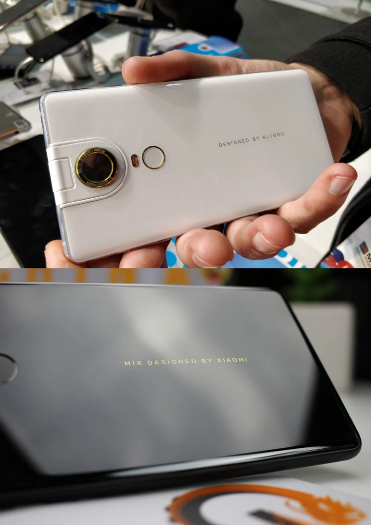 Bluboo S2 Smartphone Schriftzug im Vergleich zu Mi Mix 2