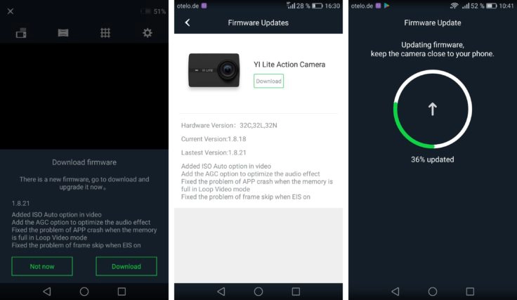 YI Lite Action Cam App Firmware Update