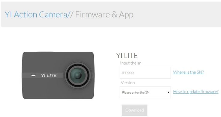 YI Lite Action Cam Firmware Update