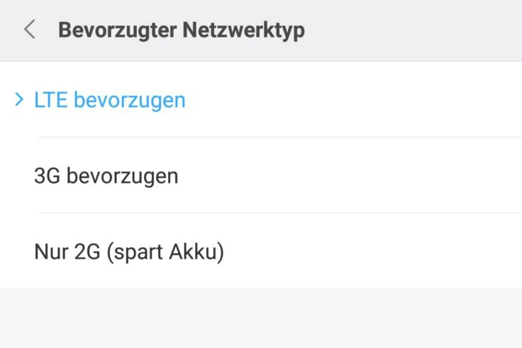 LTE 4G 3G Android Einstellungen