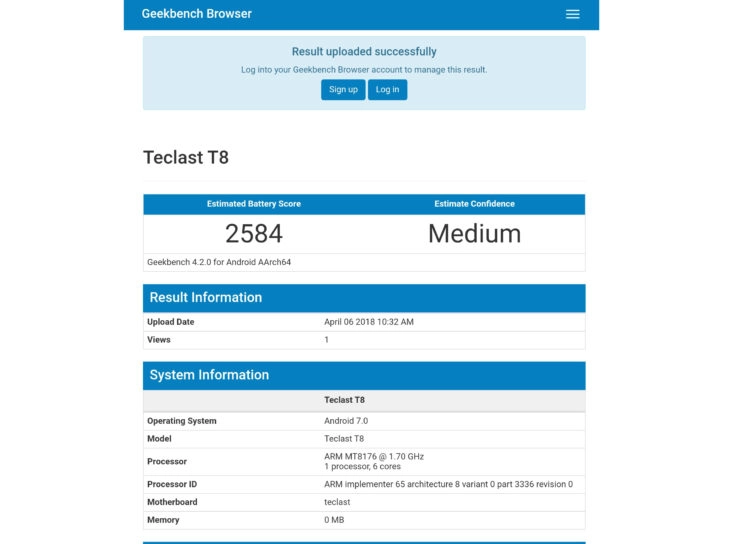 Teclast T8 Tablet Akku Benchmark 2