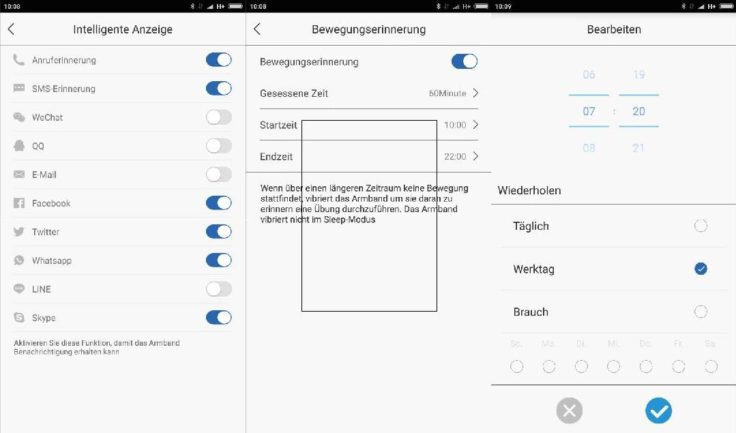 Lenovo Cardio Plus HW03X Smartband App Benachrichtigungen