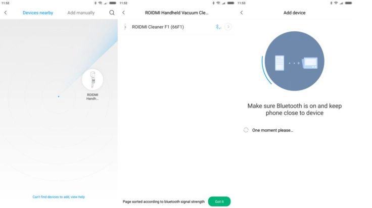 Roidmi F8 Akkustaubsauger App Bluetooth-Verbindung