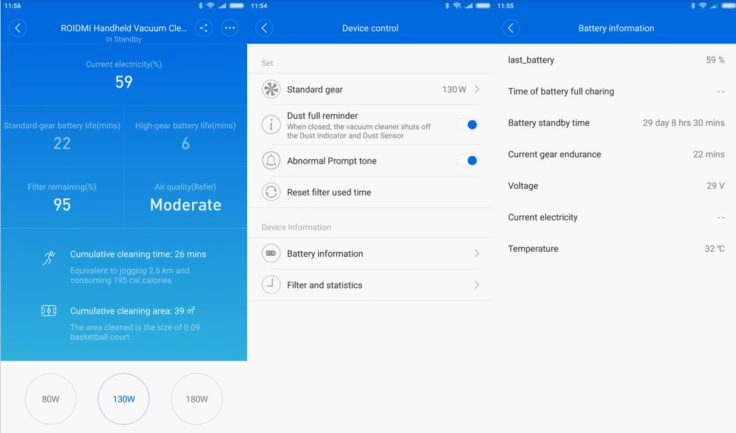 Roidmi F8 Akkustaubsauger App Einstellungen