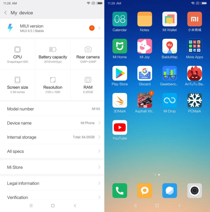 Xiaomi MI 6X Software