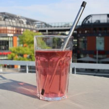 Edelstahl Strohhalm faltbar im Glas