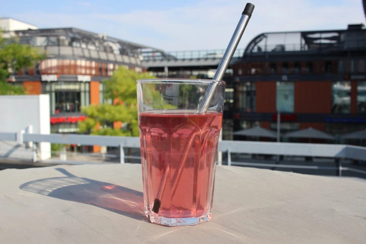 Edelstahl Strohhalm faltbar im Glas