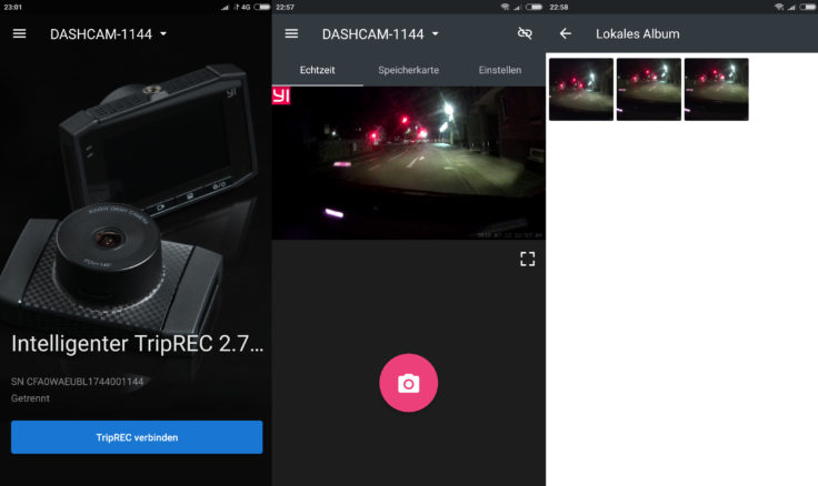 YI Ultra Dashcam App Aufnahmen