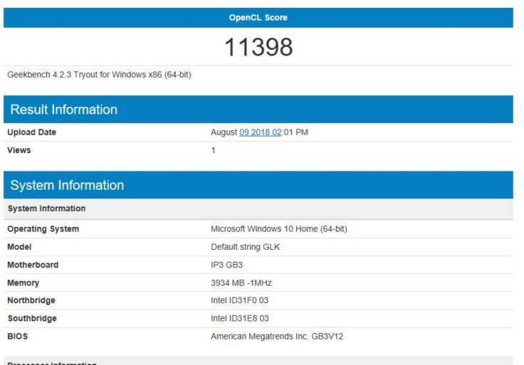 Geekbench 4 GPU Test