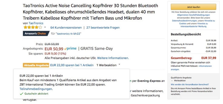 Taotronics Amazon Einkaufswagen