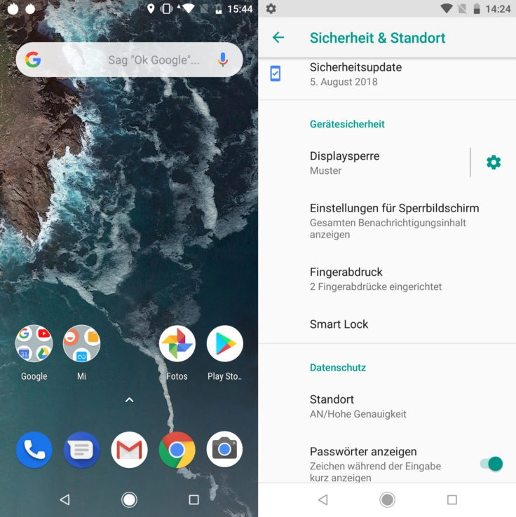 Xiaomi MI A2 Android Betriebssystem und Sicherheitspatch