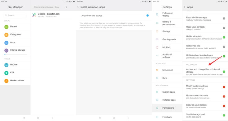 Xiaomi Mi Pad 4 Google Installer Erlaubnis