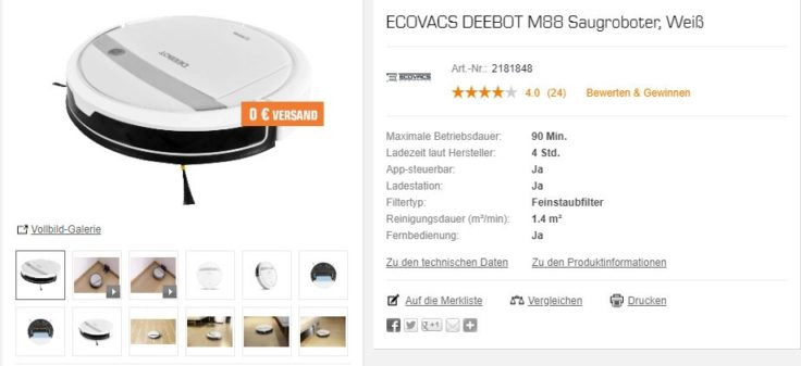 Ecovacs DEEBOT M88 Saugroboter Saturn