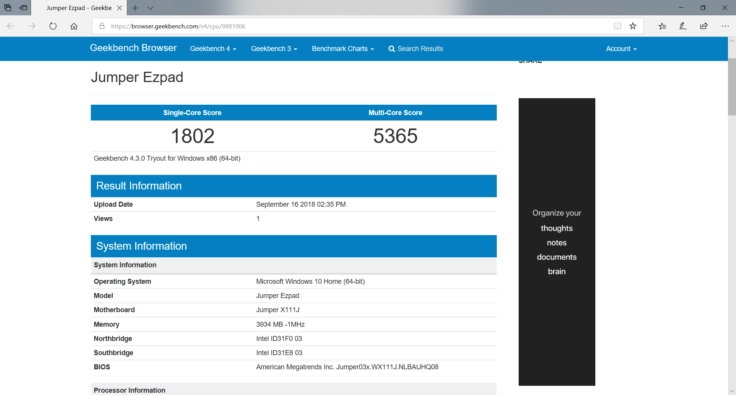 Geekbench 4 CPU Benchmark