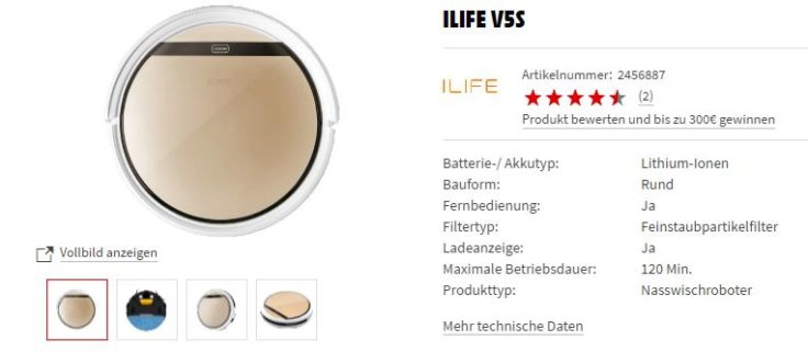 ILIFE V5S Saugroboter MediaMarkt