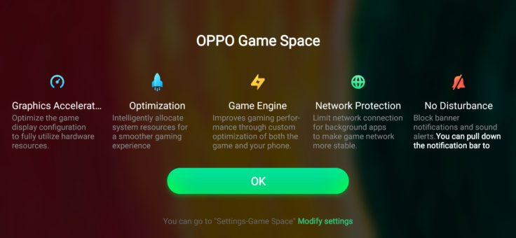 Oppo Find X Game Space