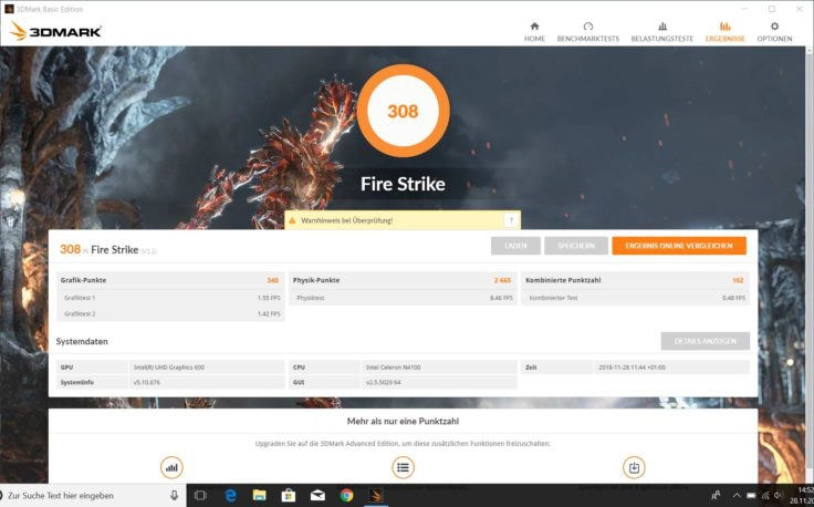 3DMark Fire Strike CHUWI LapBook SE