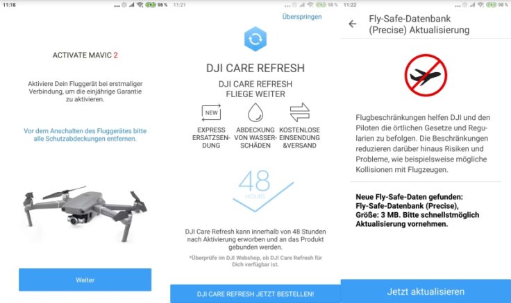 DJI Go 4 App Screenshot Drohne einrichten