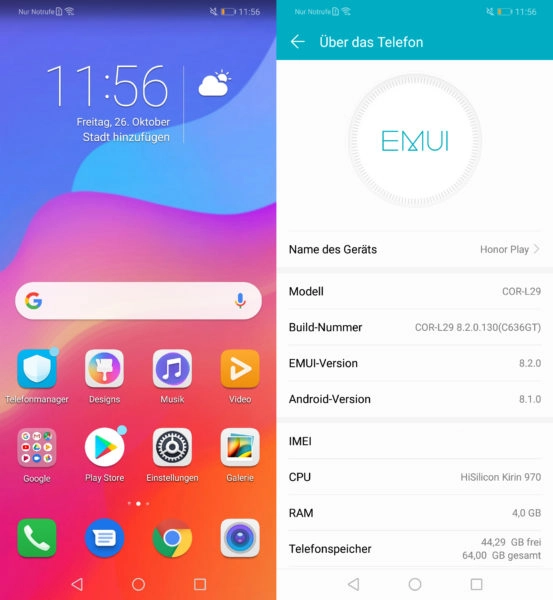 Honor Play EMUI Software