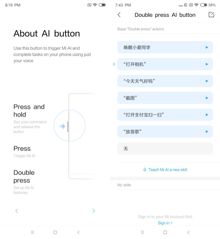 XIaomi Mi Mix 3 Mi AI Button