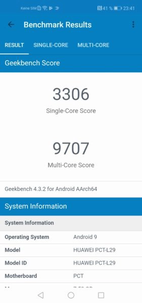 Honor View 20 Geekbench