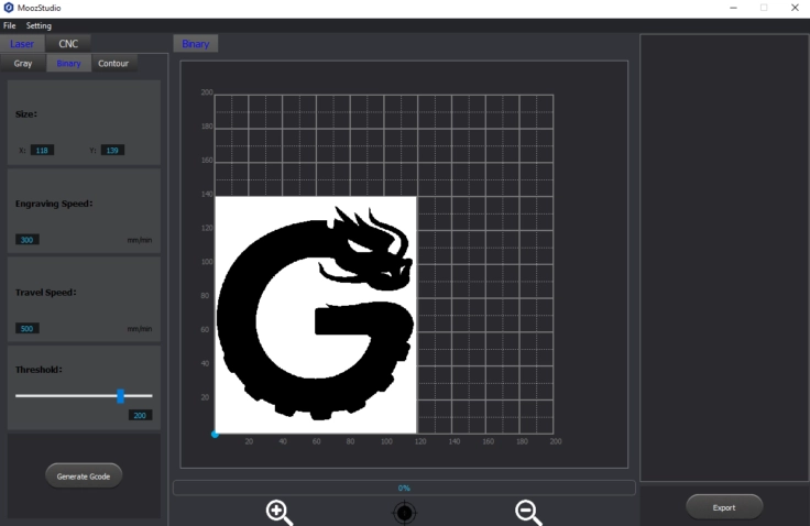 Laserkonfiguration CG Drache Binär