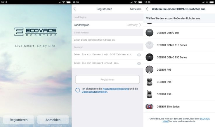 Ecovacs DEEBOT OZMO 930 Saugroboter App Registrierung