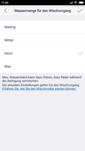 Ecovacs DEEBOT OZMO 930 Saugroboter App Wischfunktion Wassermenge definieren