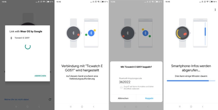 Ticwatch E Smartwatch Verbindung Google